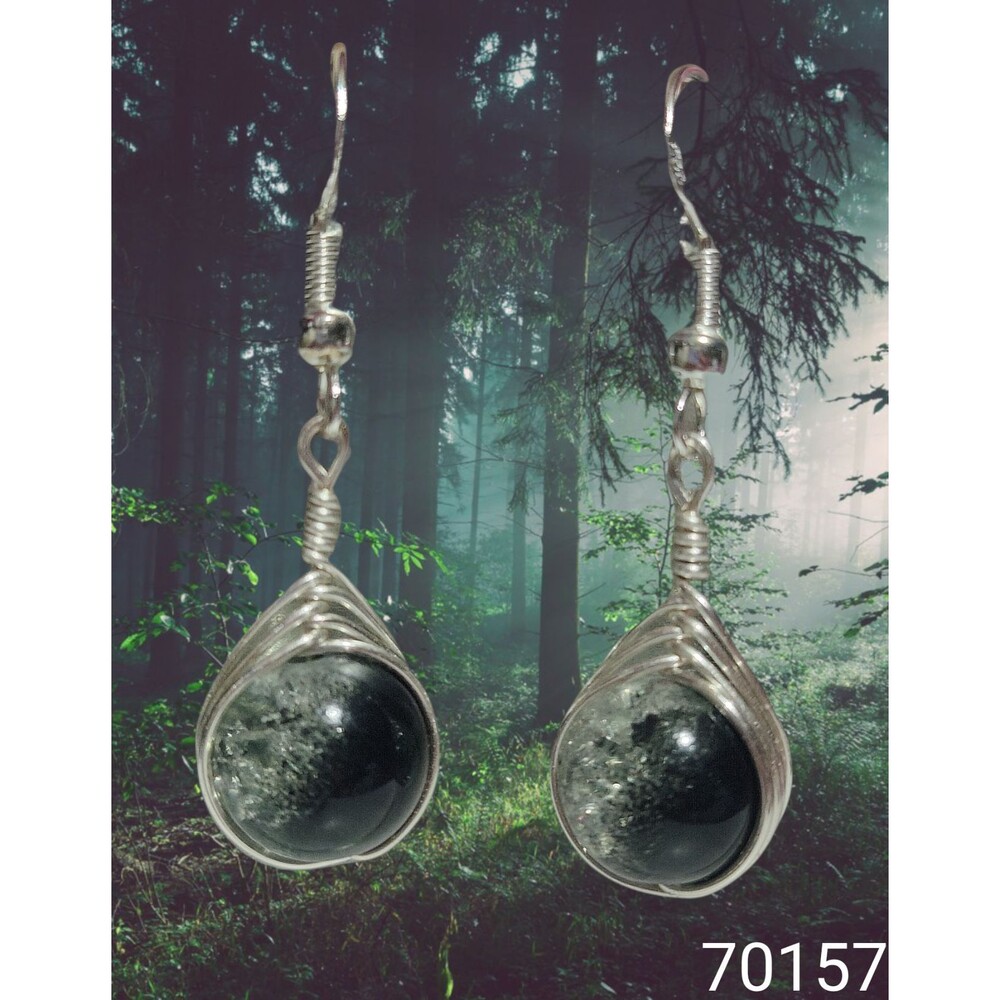 Black Swirl Crinkle Crystal Earrings